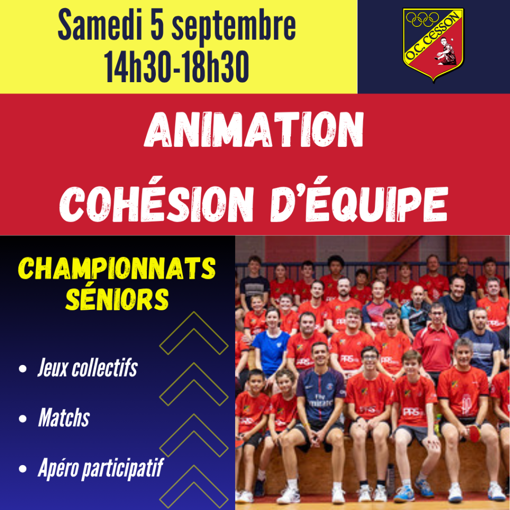 Cohésion par équipe SENIORS – SAMEDI 5 SEPTEMBRE 2026